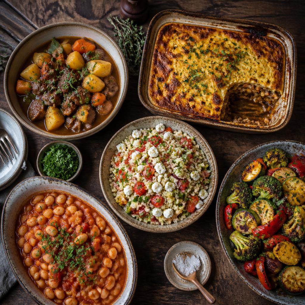 Plan de 5 platos para 5 personas